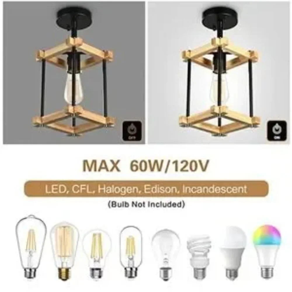 Pendant -Light Fixture Mini Rustic Farmhouse Industrial Cage Ceiling Flush Mount